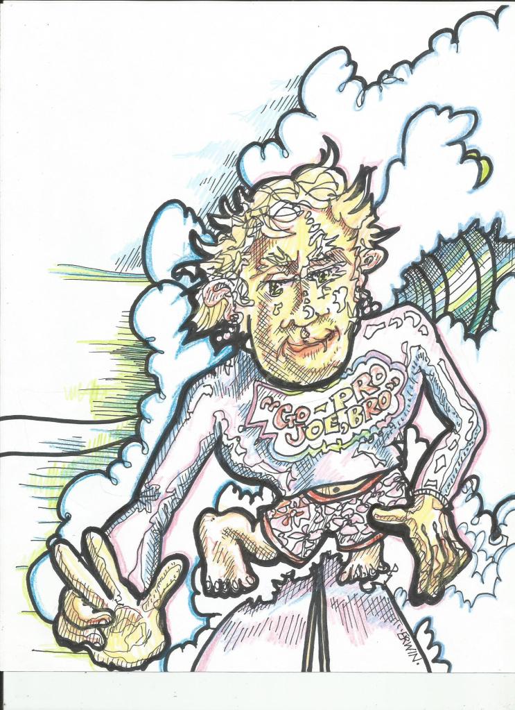 What really happened is this guy paddled out on a really long long board, a bit closer to dark than when I had. Since it was only Clint, me, this guy, and his girlfriend out, I thought I should ask him something.  You know, seem friendly.  Not that I am.  Friendly. What I asked is, "Go Pro, huh?" What he said was, "Uh huh," adding, sort of sarcastically, I felt, "And why not?"  "Oh, sure," I said, "You don't want to miss anything." He paddled off, caught the one wave I would see him catch, way on the inside, way down the line. I hope he got a good, um, video.  I've always thought the shots taken from the front of the board, no matter how good the surfer is, how big the wave is, seem to really show someone doing some sort of exercising, maybe with dance tunes playing in their heads. Disco, maybe. But really, I'd rather add something to the story, like, me asking, "So, you send a lot of selfies?" This would be responded to, with him saying, "Oh, yes, and I use a variety of social media devices." "Uh, huh, and, um, a little light, waterproof surf makeup might be..." And he'd say, "Oh, I do my own. You never who'll see my next viral performance, and...." ...And, and, and, and I'm still thinking of lines for him and clever and wicked lines for me, and, well, it gets confusing because then I start thinking about how awesome a go pro dealeo I could make; dropping in late, dropping sideways, free-falling, catching a rail, going highline... you know, not me, just by me of an awesome ride. By me. Me, because I don't do selfies. Really. 